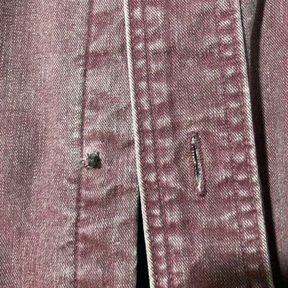 Vintage LL Bean flannel lined long sleeve chore shirt purple distressed worn in - Picture 11 of 13